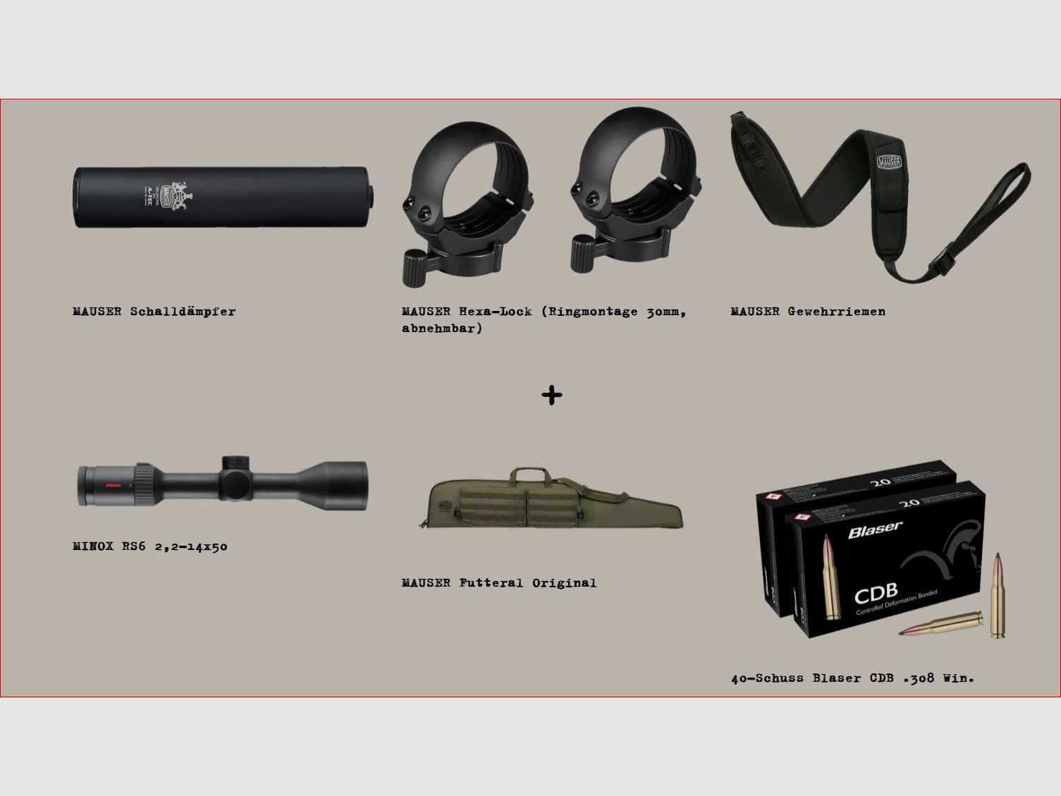 Mauser M12 Max; Profi-Starter-Paket; Minox RS6 2,2-14x50; Schalldämpfer