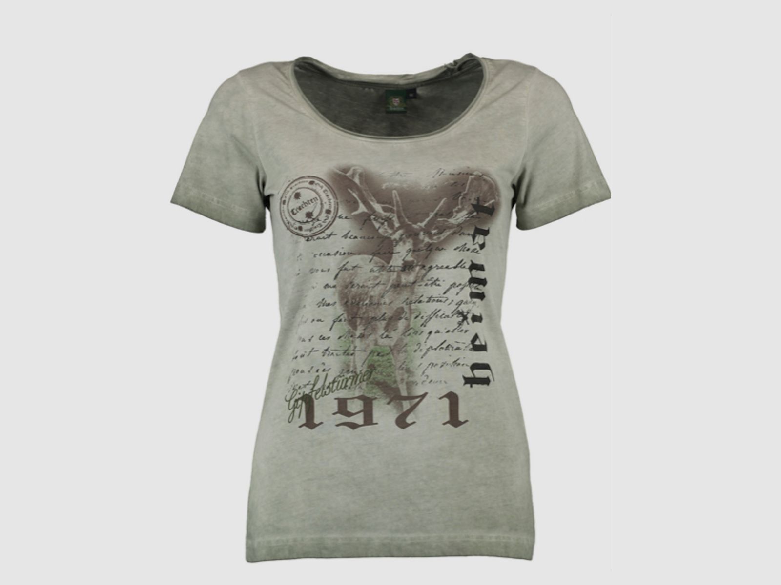 OS TRACHTEN Damen T-Shirt Halbarm Rundhals mit Hirschdruck