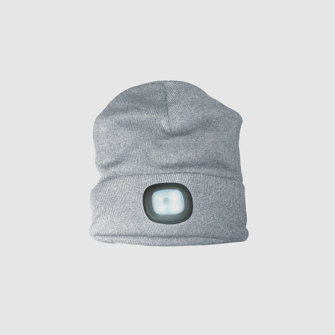Wintermütze / Strickmütze (Grau) mit 4 LED´s / 3 Leuchtstufen - mit USB ladbar