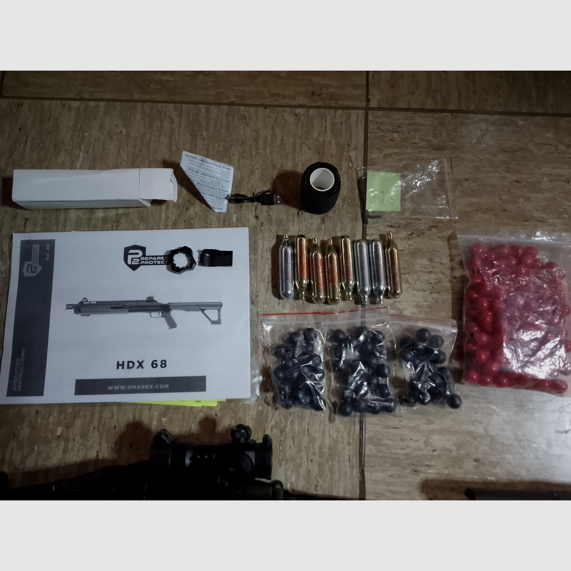 T4E RAM Shotgun Hdx68 Set Pumpgun cal .68 Zielfernrohr Tragegurt Paintballs Kit neuwertig