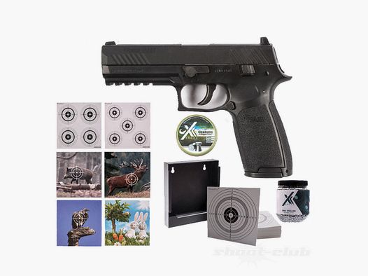 Sig Sauer P320 CO2 Pistole 4,5mm BBs & Diabolo Zielscheiben Set