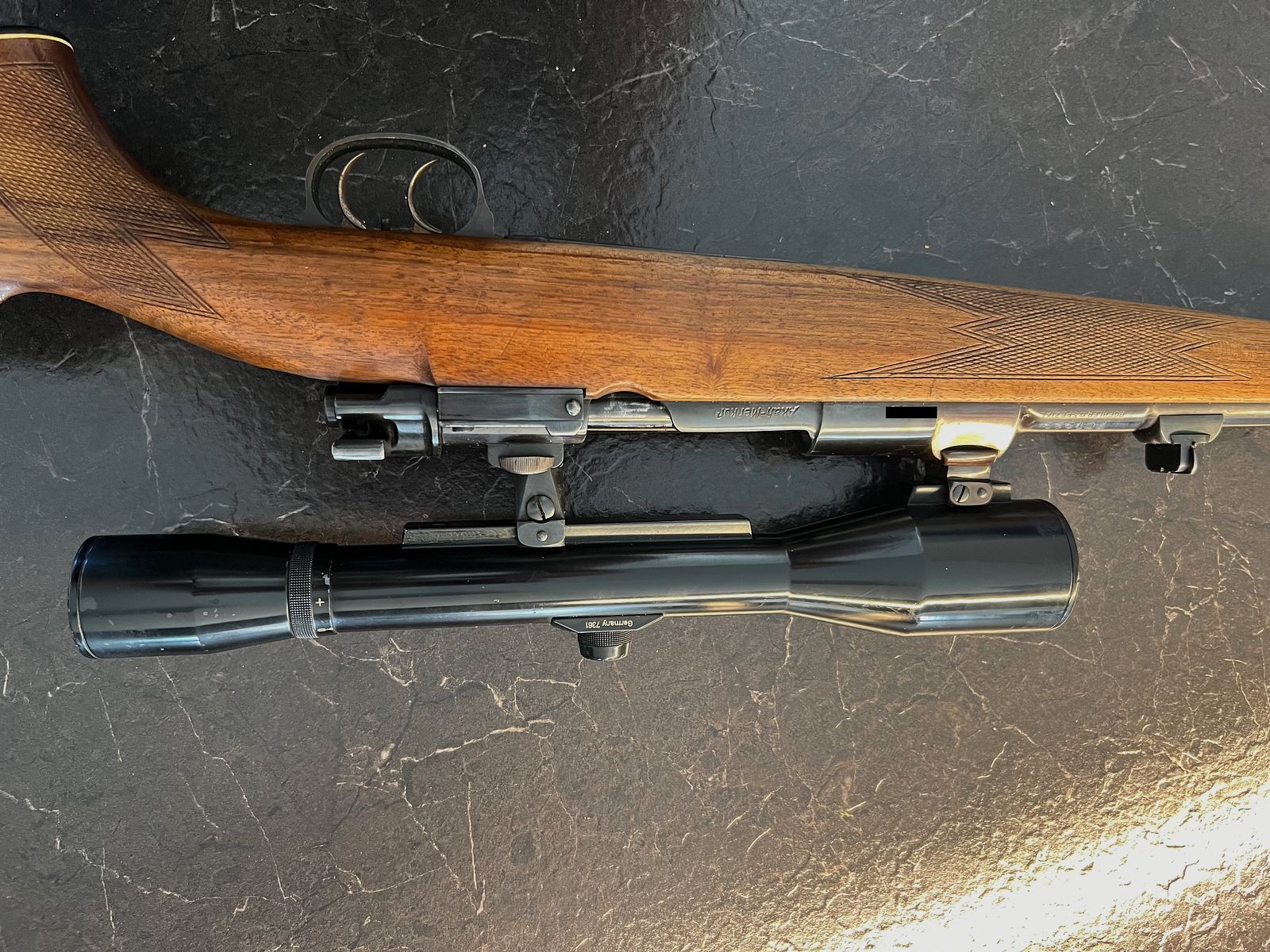 Akah 98er System Cal 7x57 Stecher mit Glas Hubertus 6x42 (Schwenkmontage)