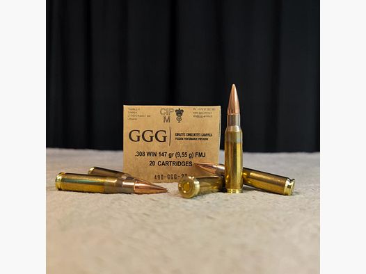 GGG .308Win FMJ cartouches de carabine 147grs 600 cartouches