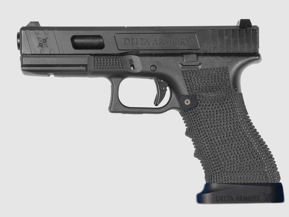 P02 GBB Airsoft Pistole mit Grip Stippling in Schwarz | Delta Armory