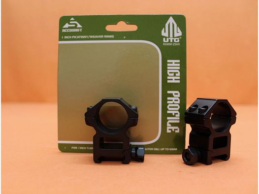 UTG - Leapers UTG Accushot Montageringe 1" High (RGWM-25H4) Alu schwarz matt für Picatinnyprofil BH=18mm