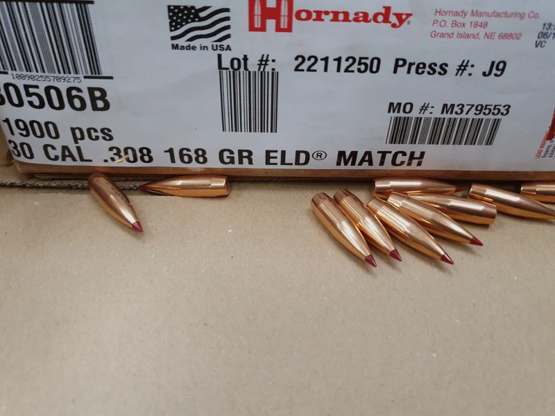 .30-.308/168grs Hornady ELD Match No. 30506 Geschosse lose 100 Stk.