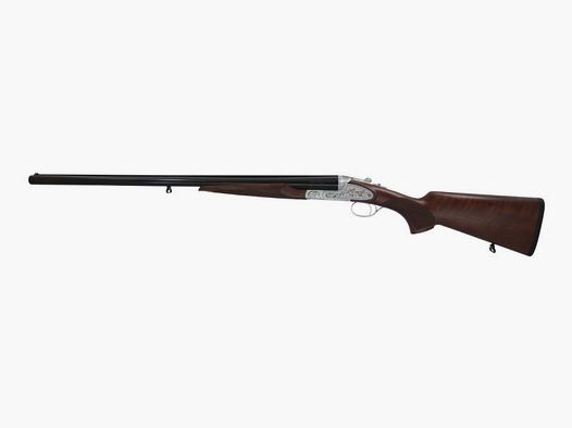 Huglu 200 ACE Escopeta Superpuesta, Cal. 12/76, Cañón de 71cm, Gatillo Único, Grabado, Anilla para Correa, Plata