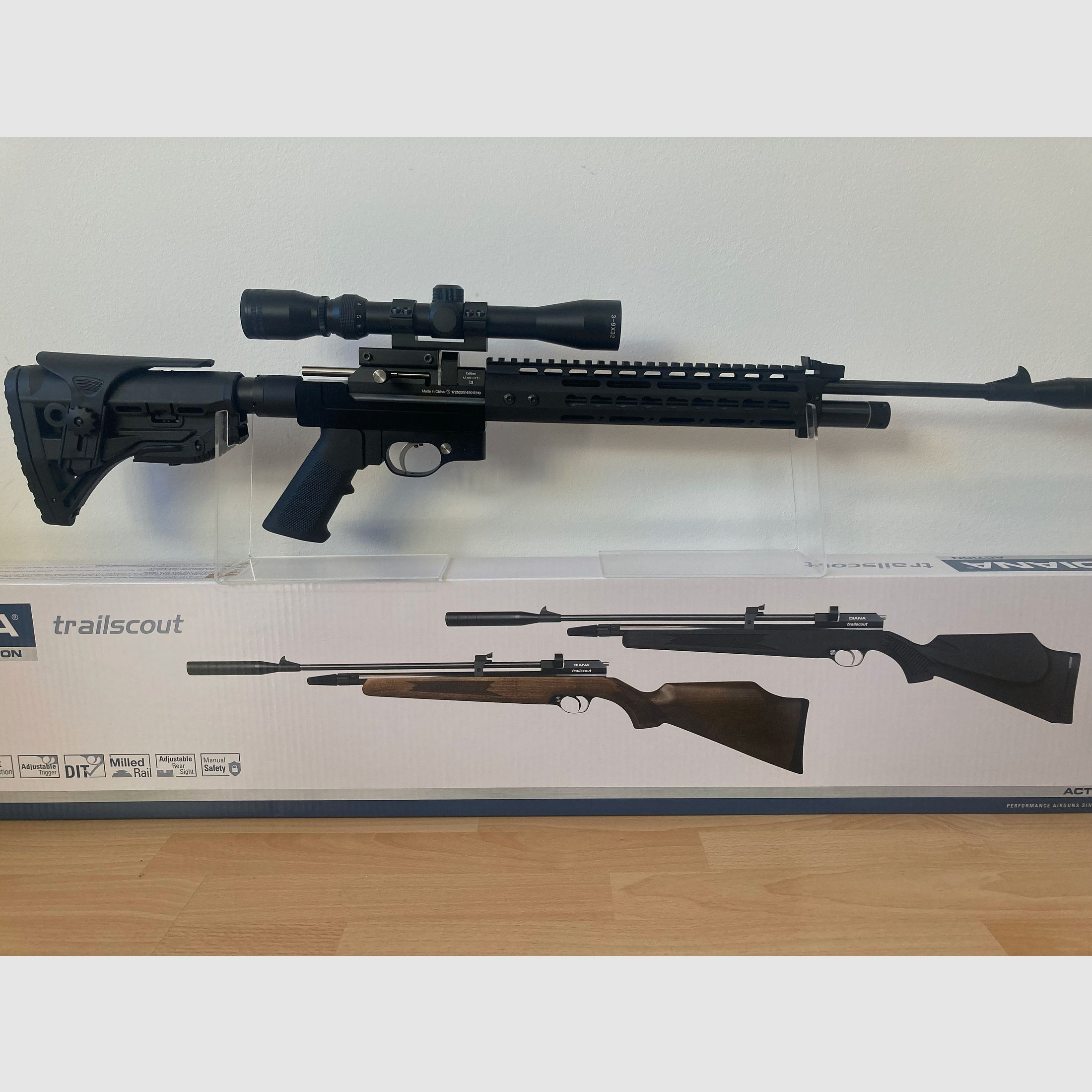 Diana Trailscout Luftgewehr 4,5mm Umbau AR15-Stil 7,5J, inklusive Zielfernrohr und 12J Ventil (nicht eingebaut)
