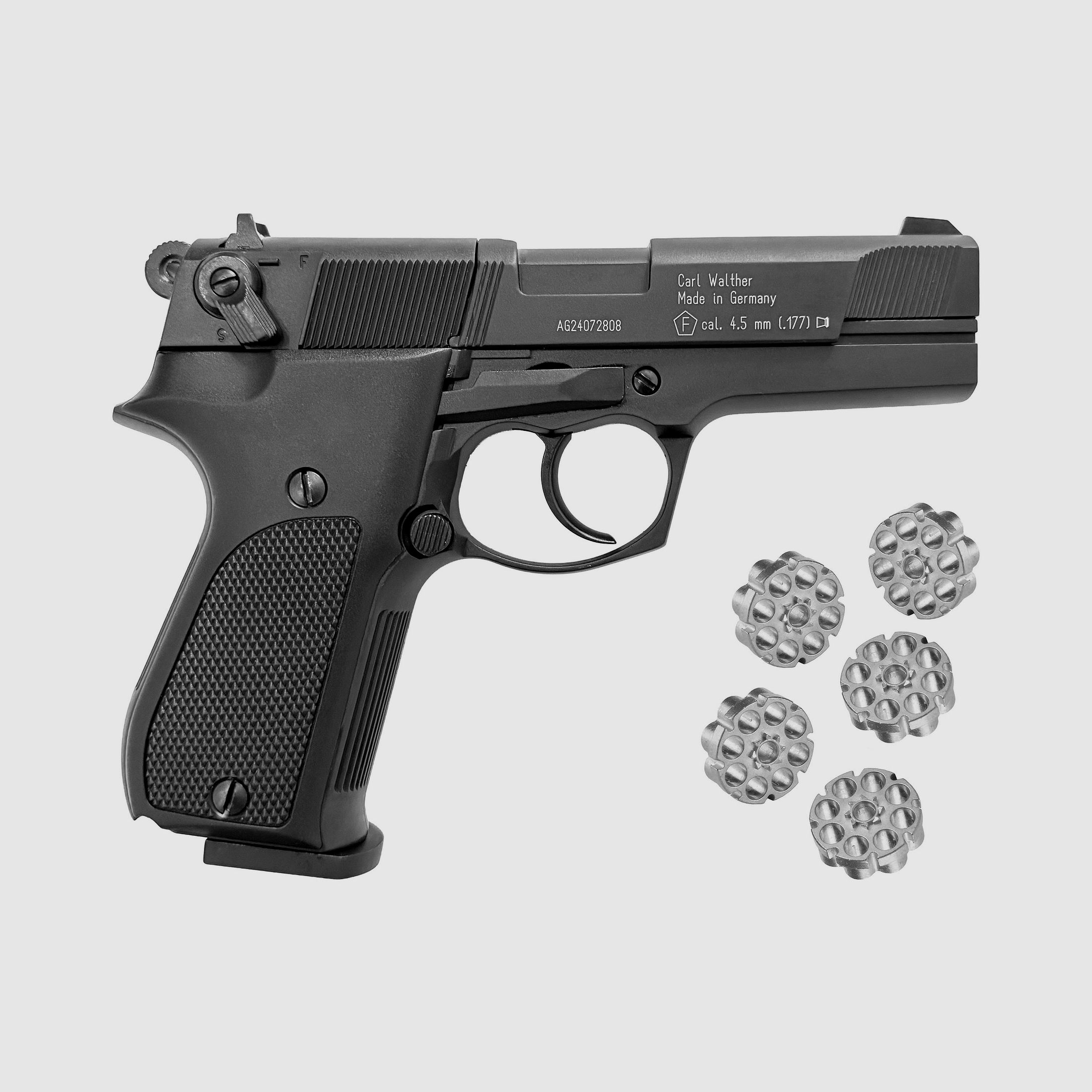 Walther CO2 Pistool CP88 4,5mm Diabolo Zwart - 5 Trommelmagazijnen - NIEUW