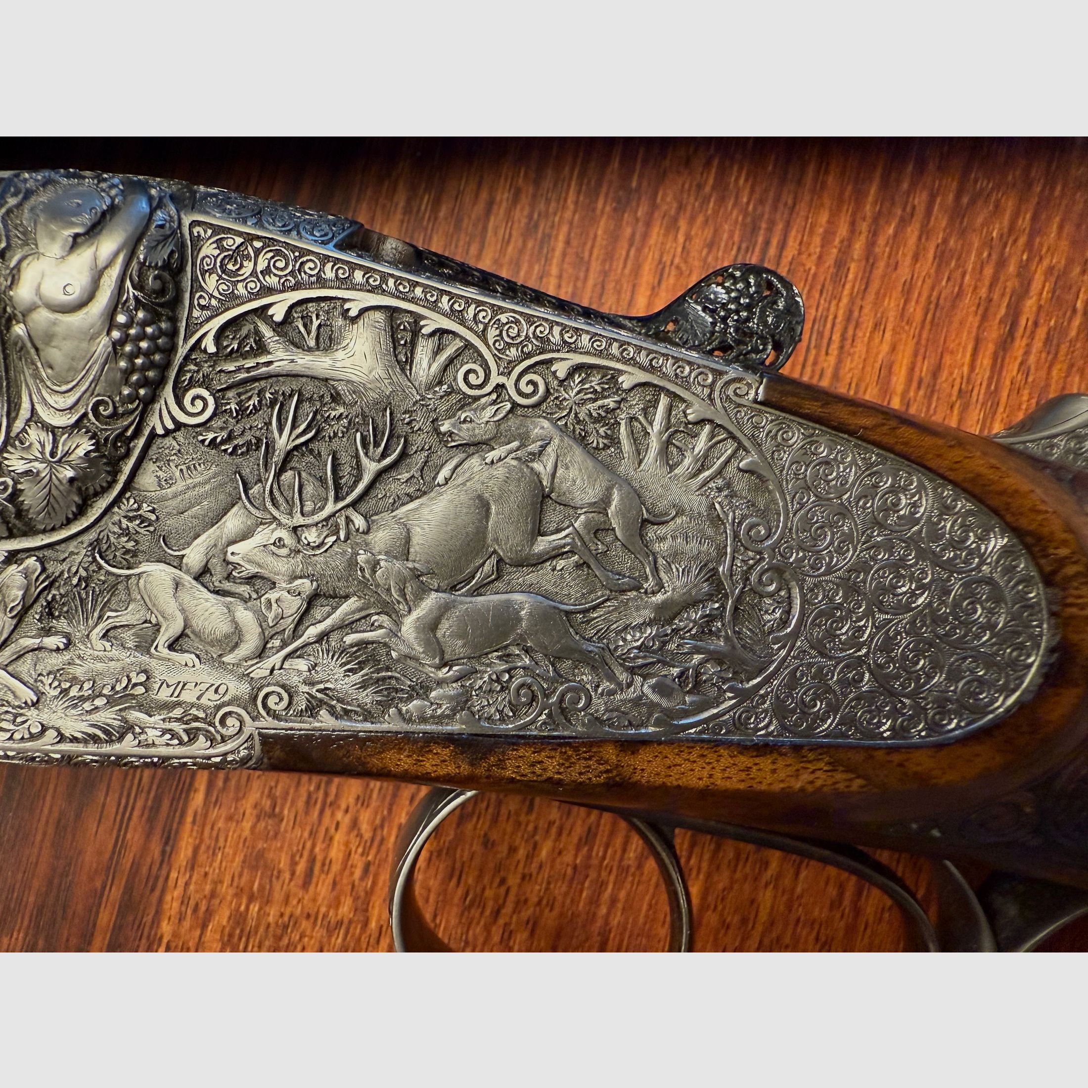 Fusil de luxe à double canon Heym avec gravure de maître (pièce unique)
