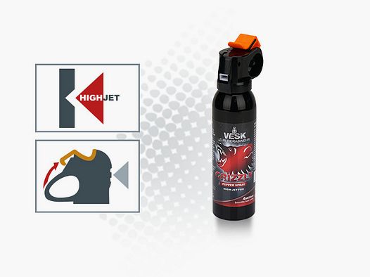 Spray au Poivre VESK Grizzly Outdoor 200 ml Jet Large