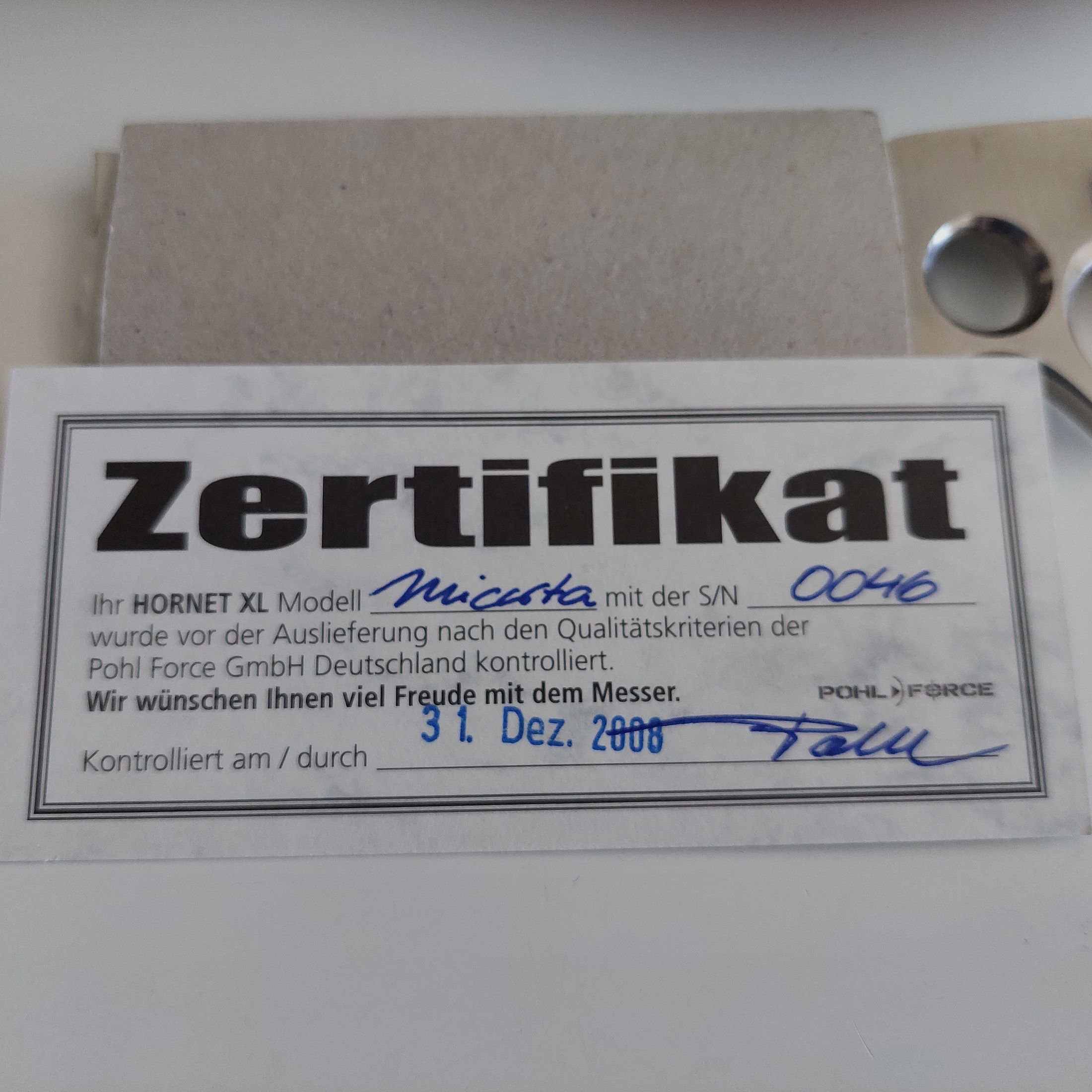 !!! ACHTUNG SELTEN !!!  Pohl Force Hornet XL Modell Micarta Nr.046 aus einer Sammlungsauflösung 