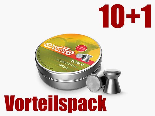 Vorteilspack 10+1 Flachkopf Diabolos H&N Excite Econ II Kaliber 4,5 mm 0,48 g 7.41 gr glatt 11 x 500 StĂĽck