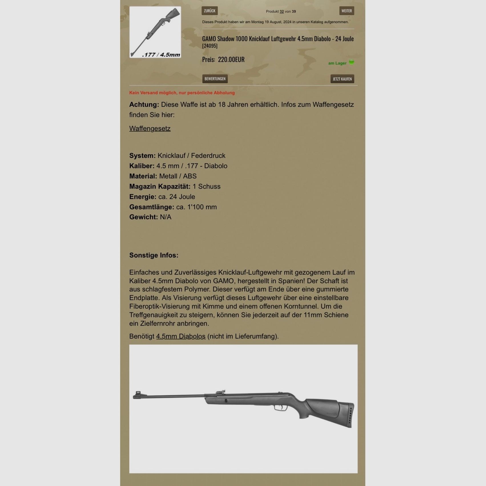 Gamo Shadow 1000 incl. scope, case + pellets