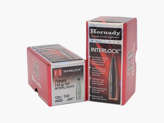 Hornady BULLETS .7MM/.284 139GR INTERLOCK SP – 100 Stk.