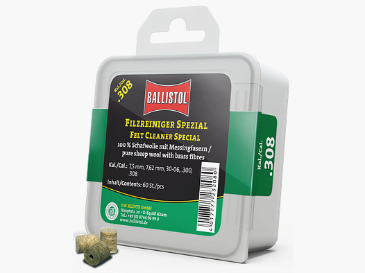 Ballistol Filzreiniger Spezial, Kal. .308, 60 Stk. (für Kal. 7.5mm, 7.62mm, 30-06, .300, .308)