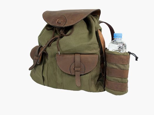 Hubertus Hunting Canvas-Rucksack mit Lederverarbeitung