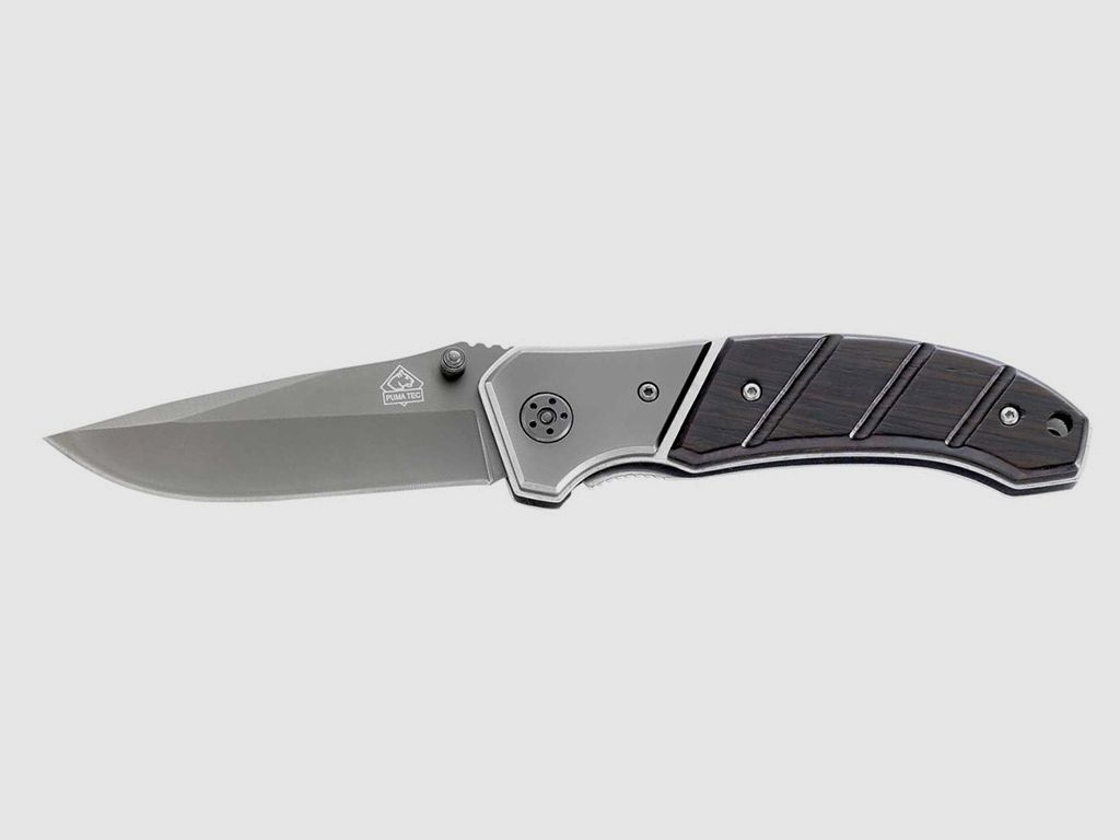 Einhandmesser Puma TEC Stahl 420 KlingenlĂ¤nge 8,5 cm Holzgriffschalen (P18)