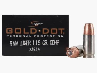 Speer Gold Dot Protección Personal 9mm Luger 115GR GDHP 20 cartuchos