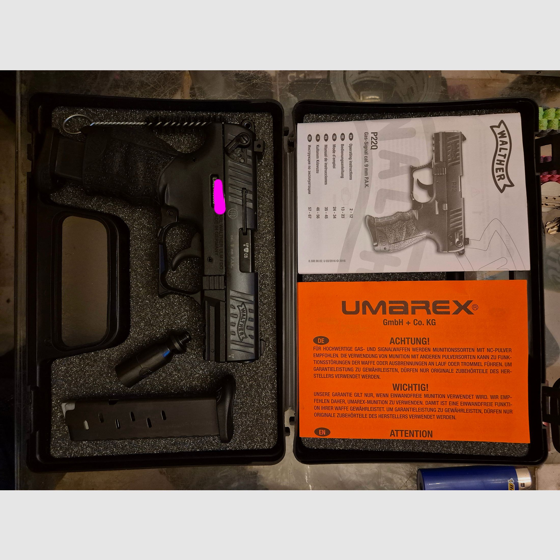 WALTHER P 22 Q - P.A.K. - NUOVO + 2. CARICATORE + CUSTODIA IN PELLE