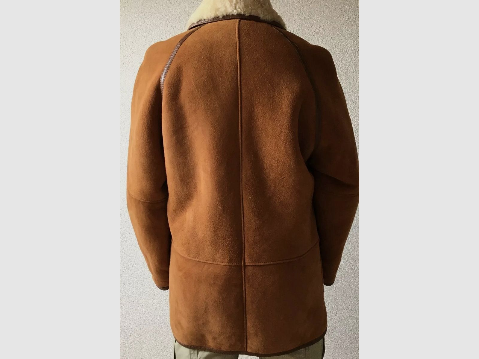 MABRUN oryginalna kurtka męska z owczej wełny (3/4), brązowa, rozmiar 50