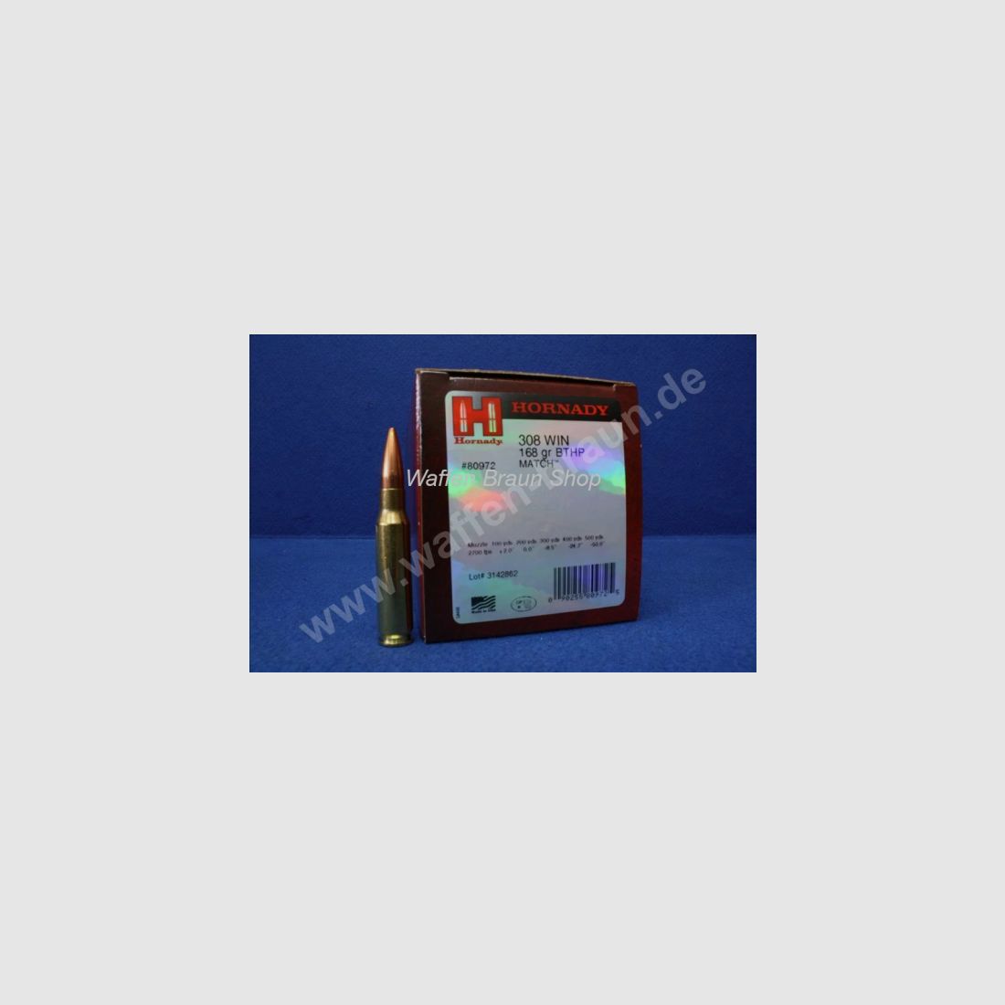 Hornady .308 Win Match BTHP 168 grain 50 pieces #80972