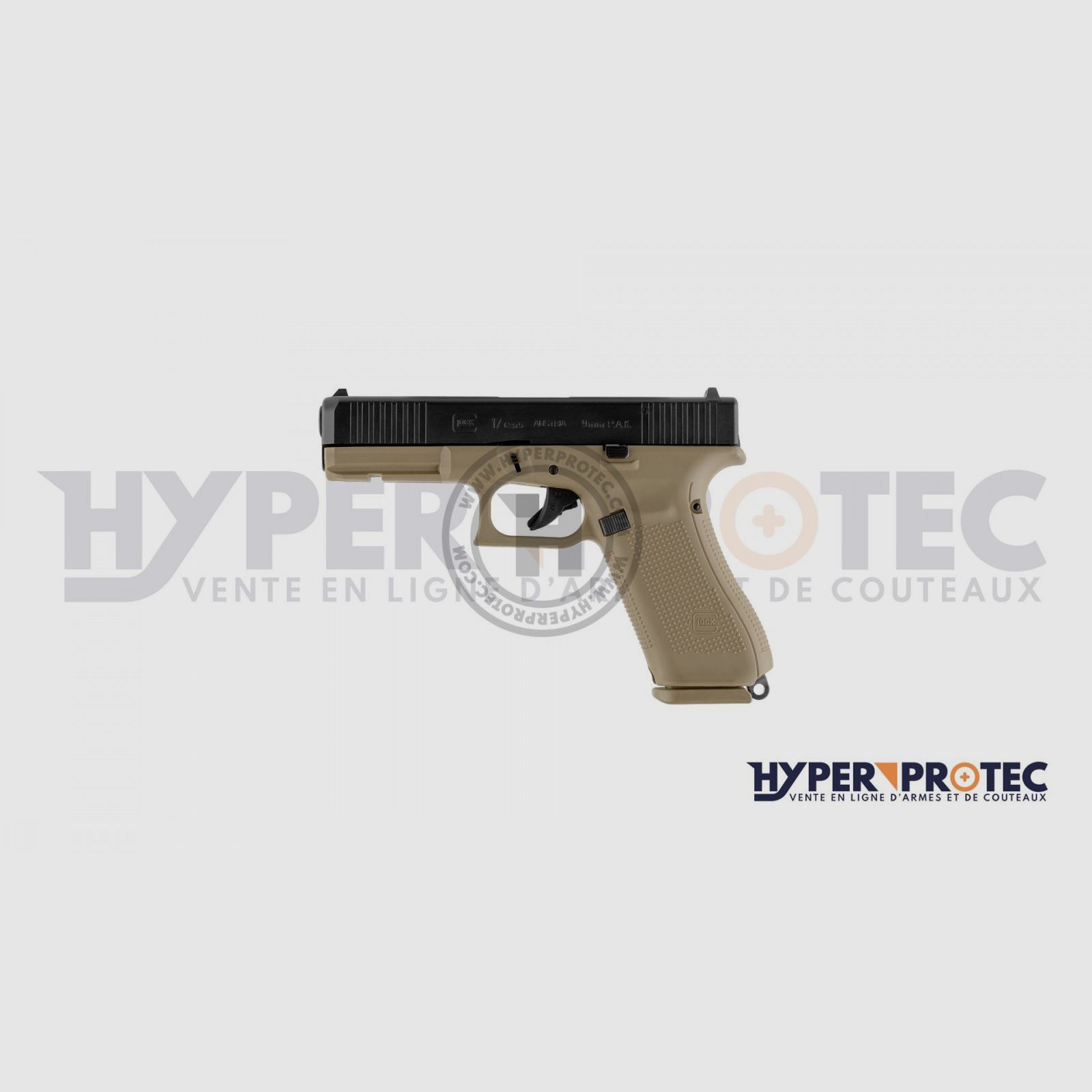 Pack Glock 17 Gen 5 Tan + Platzpatronen + Gummigeschosswerfer, Bild 4 von 7