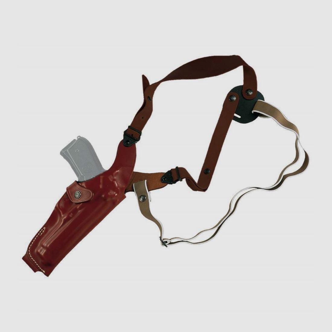 Vertikales Schulterholster aus geformtem Leder Beretta 90/92 A1,Springfield XD/XDM,Taurus PT 100/101/92/99-Schwarz-Rechtshänder