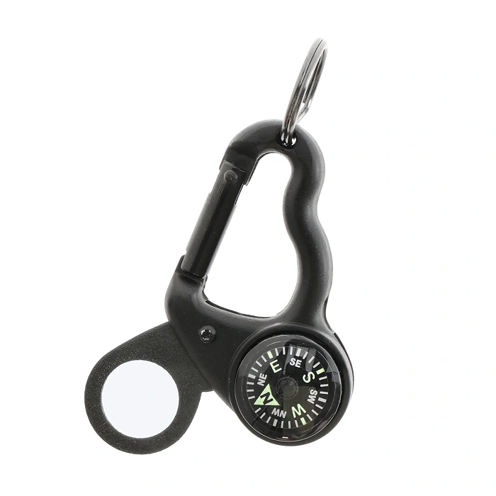 Keychain, carabiner with compass and magnifying glass Sun Co. MagniComp, glow-in-the-dark (813), image 1 of 8