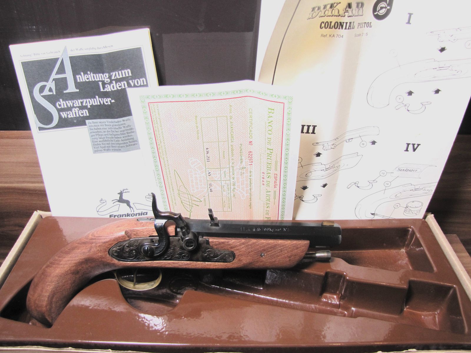 Ungeschossene Vorderladerpistole Dikar Colonial im Kaliber .45