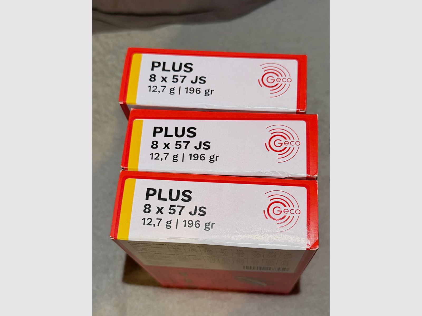 Munition  Geco Plus 8x57 JS 3 Pakete =60 Patronen eine Charge 