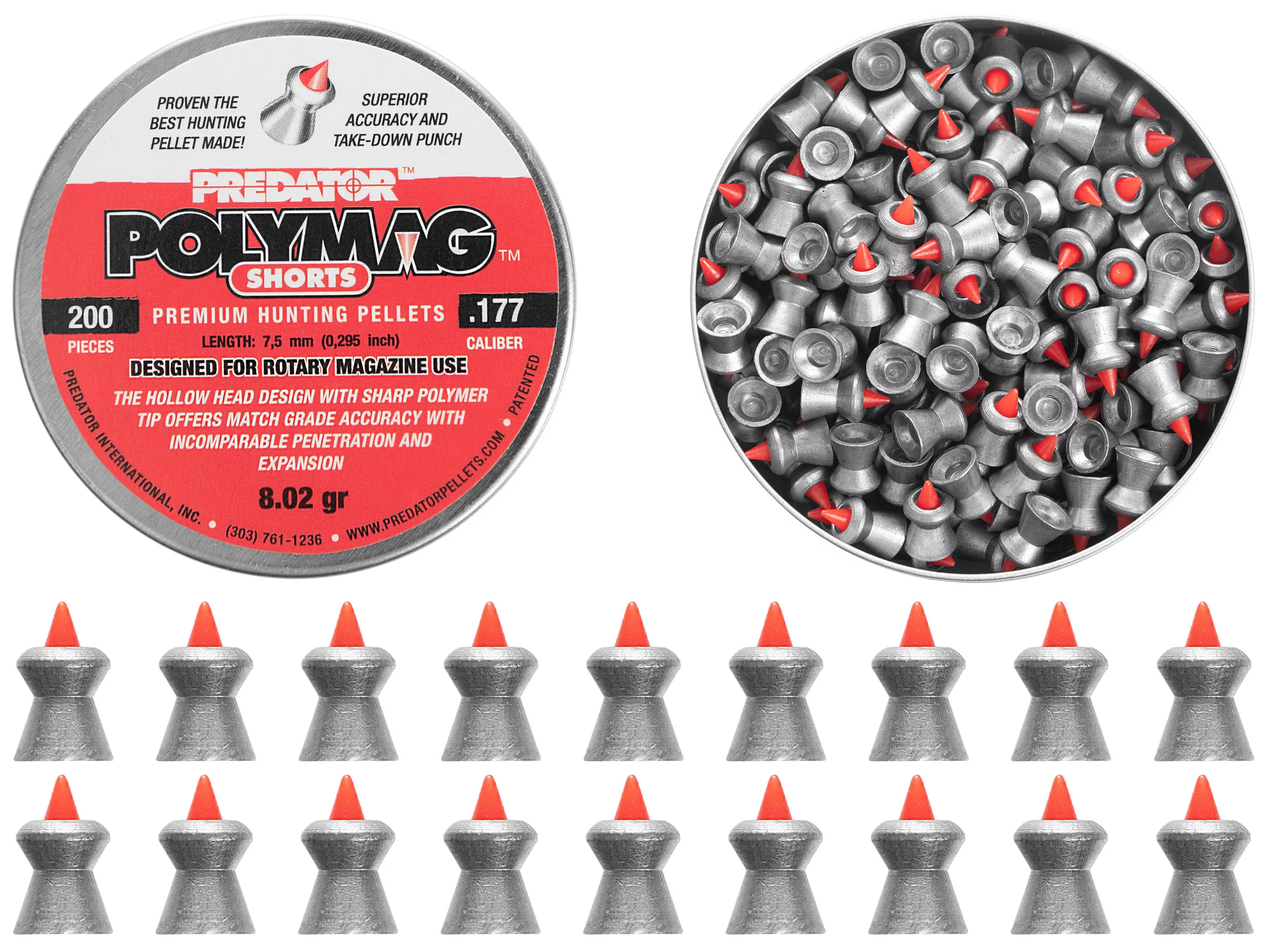 Diabolo JSB Polymag Short 4.5 mm, 200 pcs., pointed (1010-01-200), image 4 of 8