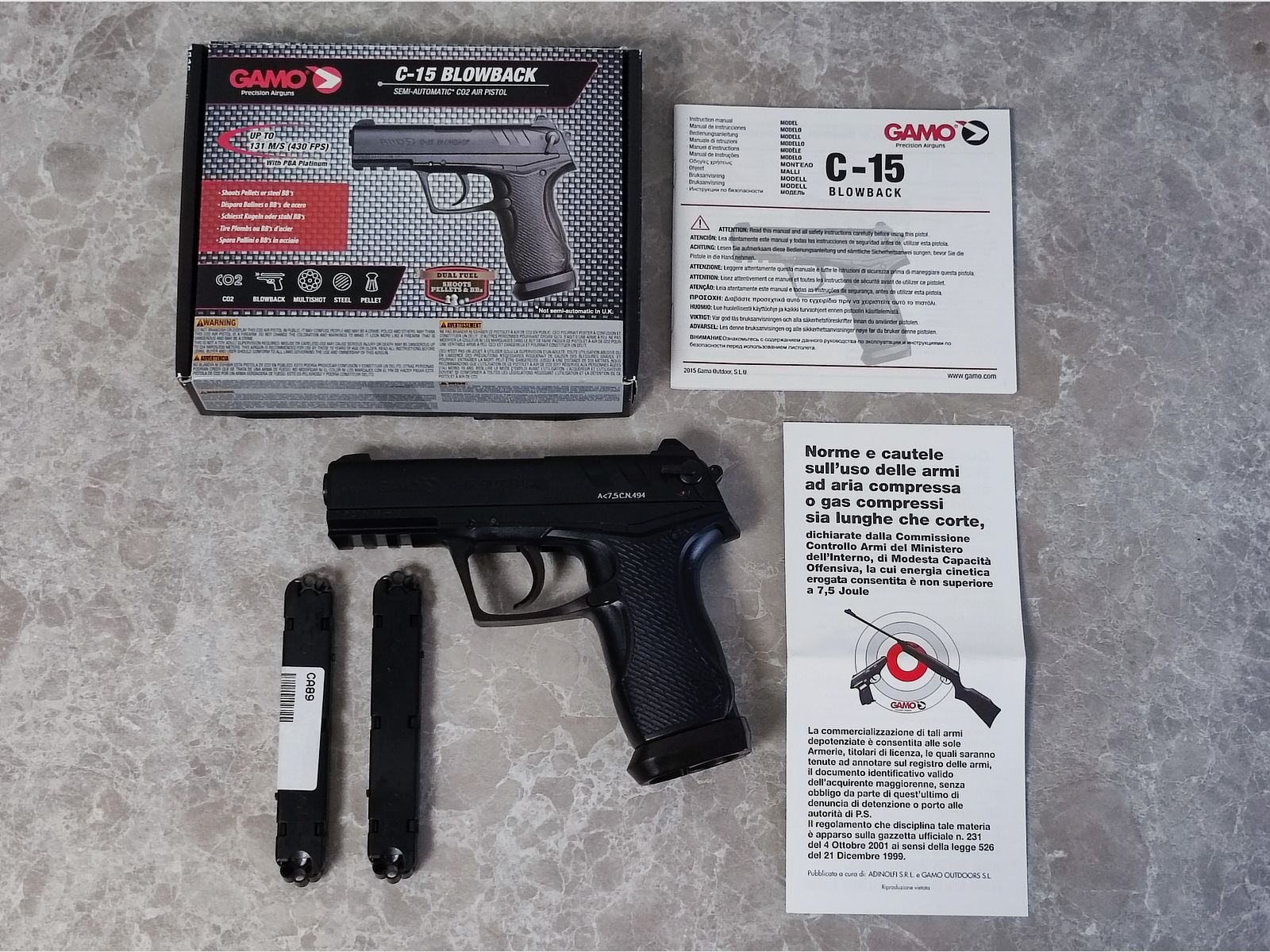NEU Gamo C-15 Blowback CAL 4,5 schwarz CO2 Gas Pistole