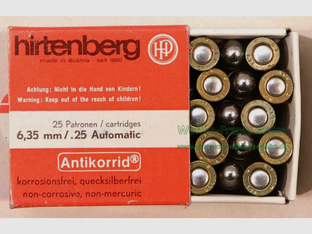 Hirtenberger / Österreich Pistolenpatronen 6,35 mm/.25 ACP