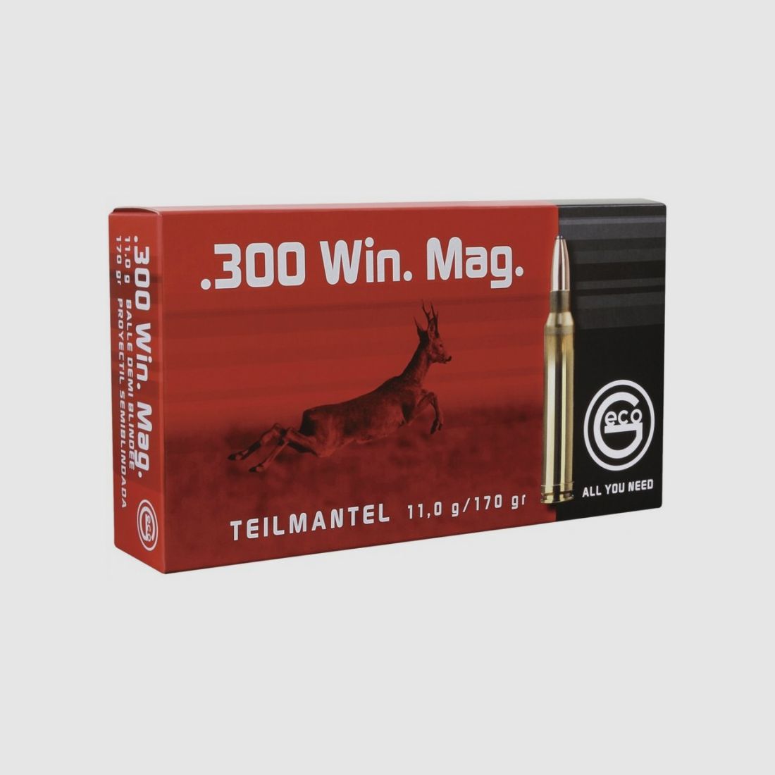 Boite de 20 Cartouches Geco Soft point Cal.300 Win Magnum 170GR 11 G