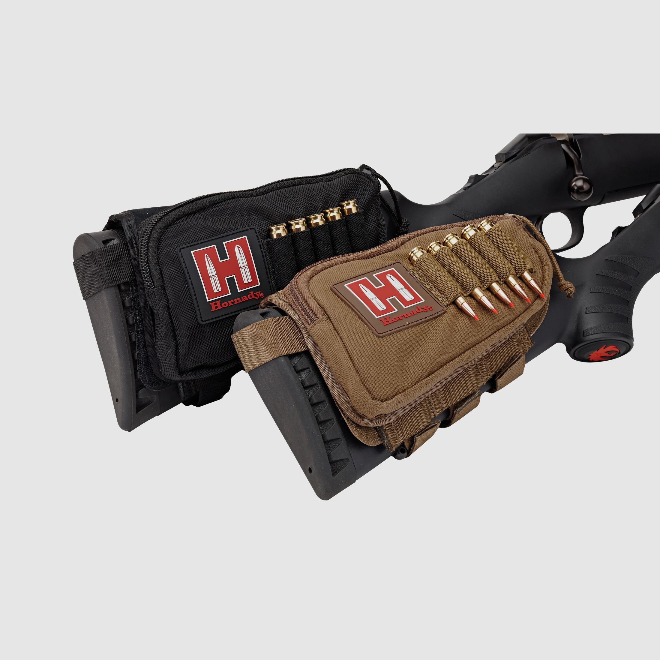 Hornady Schafttasche mit Patronenhalter – RH rechts – Braun/Tan – 5 Schlaufen
