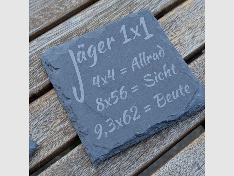 Sous-verres en ardoise avec des dictons de chasse pour les chasseurs