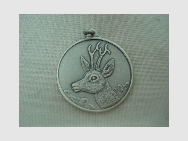 Jagdmedaille Rehbock-altsilber - 40mm, Ring und Öse