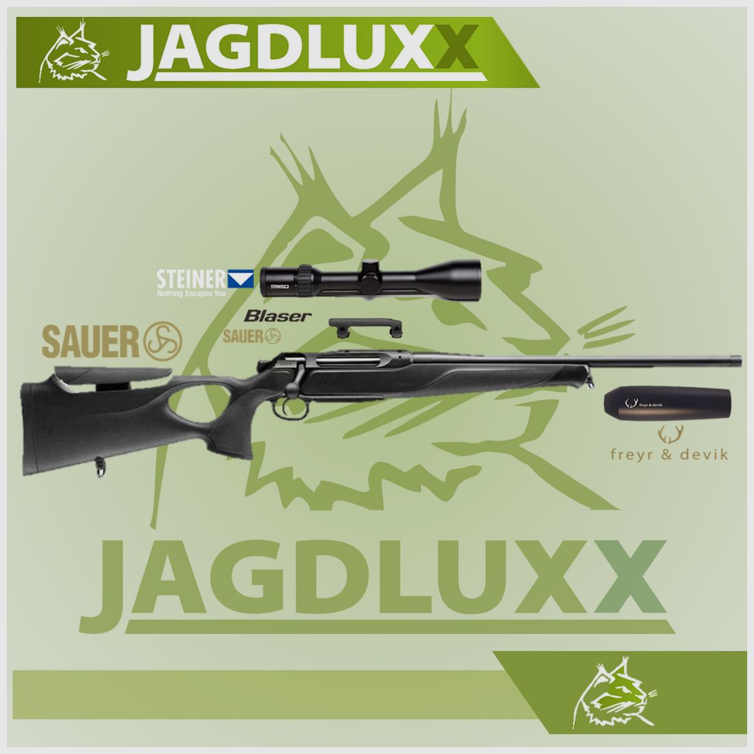 Sauer 505 Synchro XT mit Steiner Ranger 4 3-12x56 mit Schiene + Freyr & Devik Schalldmpfer