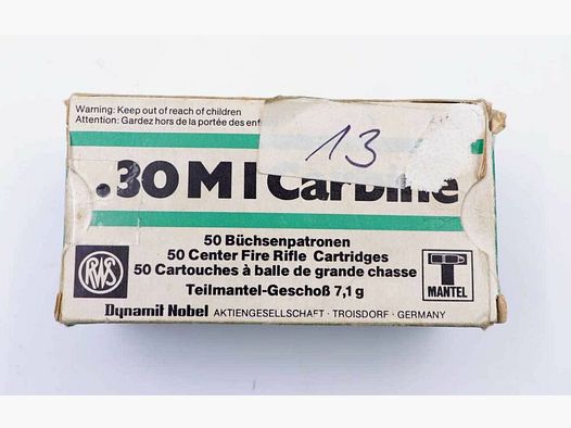 RWS (Dynamit AG) Nuremberg Rifle Cartridges .30 Carbine/M1