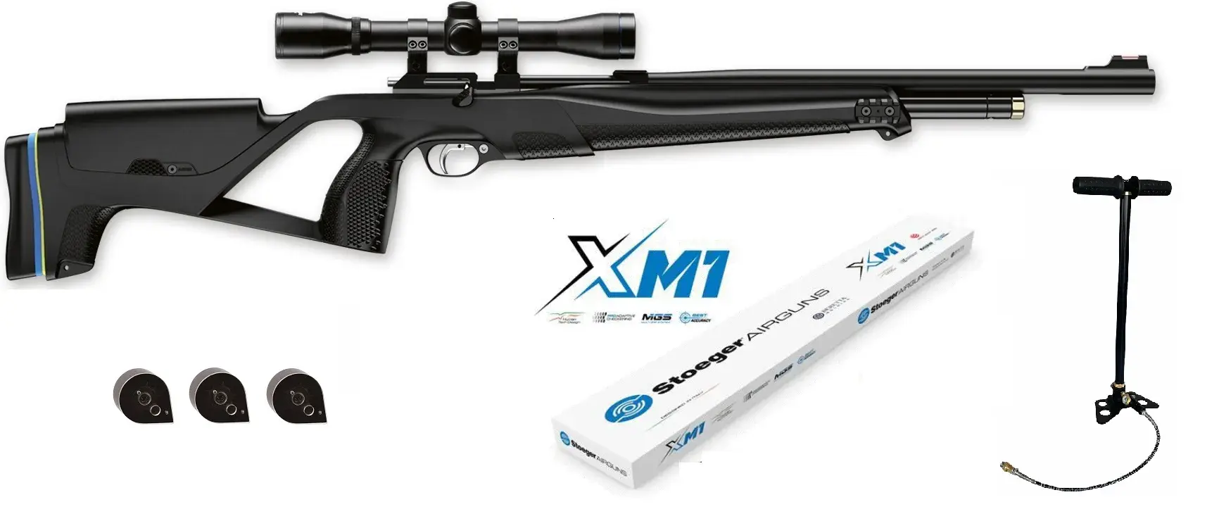 Komplettset PCP-Gewehr Stoeger XM1 S4 Kaliber 4,5 mit Zielfernrohr, Pumpe und Magazinen, Bild 2 von 4