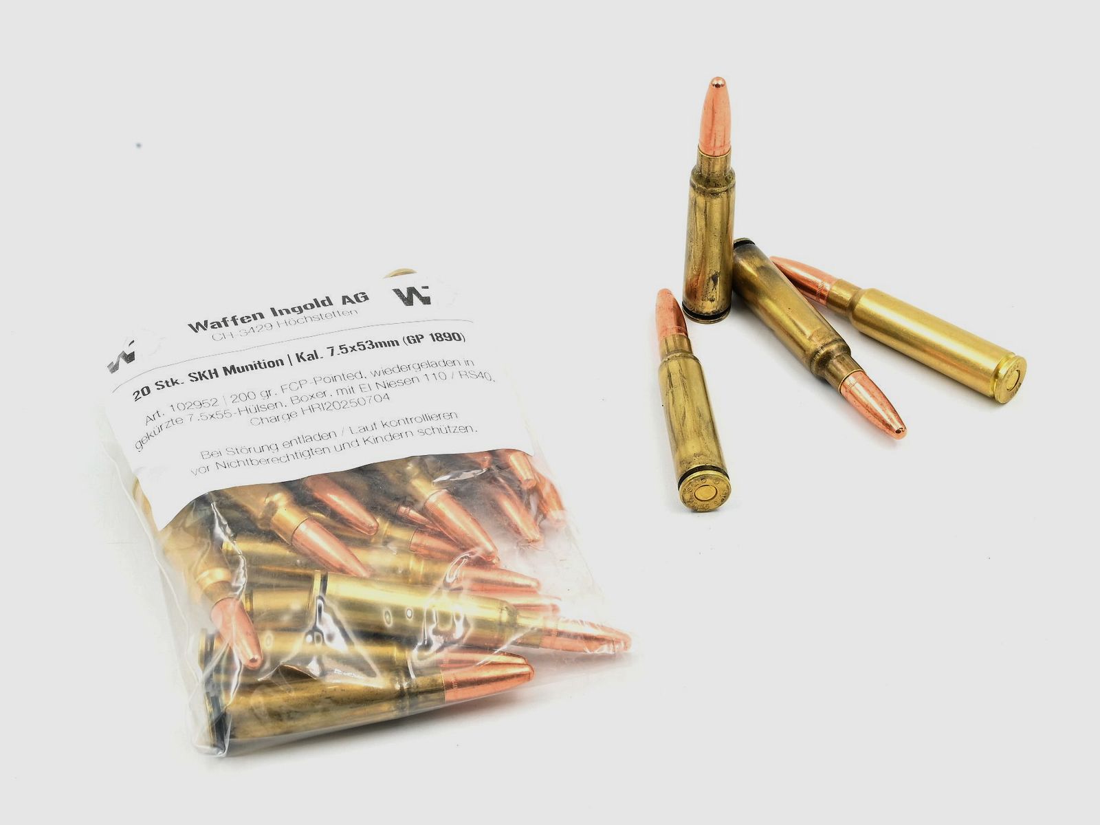 SKH, 7.5 x 53 (GP 1890), H&N Geschosse 200 gr, 20 Stk.