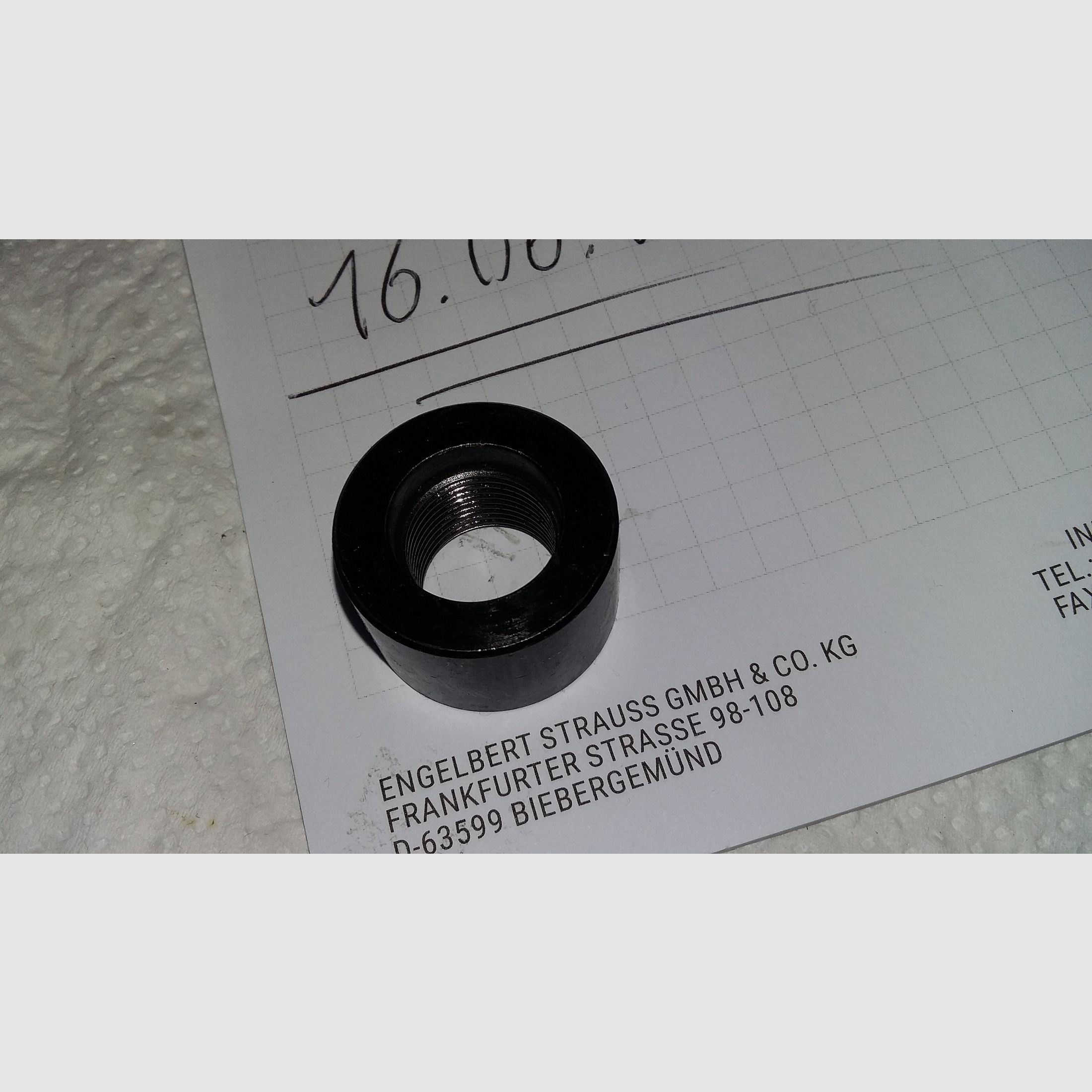 Stahl 14mm links Gewinde Adapter von Waffen Naunin für Läufe ohne Gewinde. Innendurchmesser: 14,5mm.