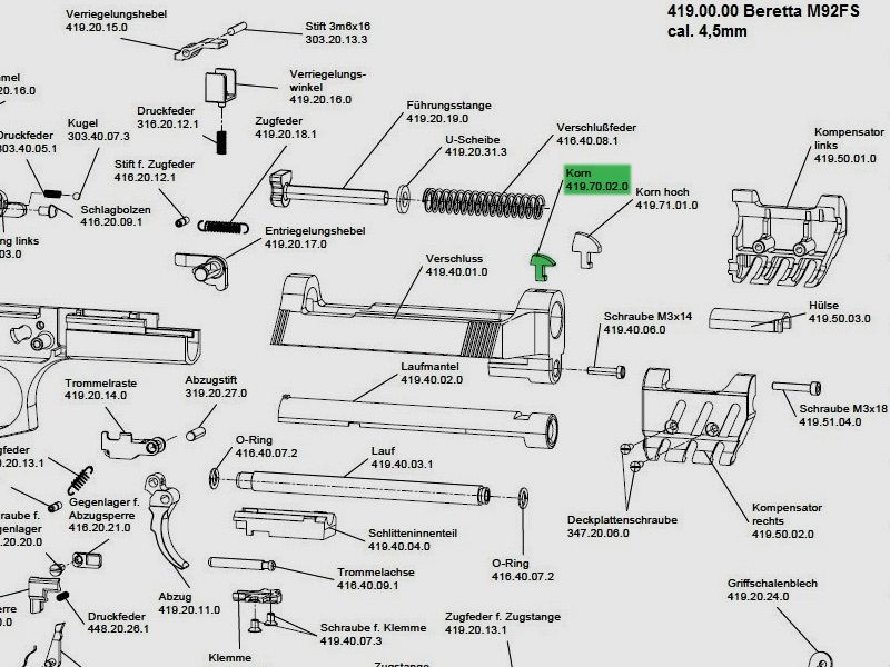 Korn fĂĽr Umarex CO2 Pistole Beretta 92 FS, Ersatzteil
