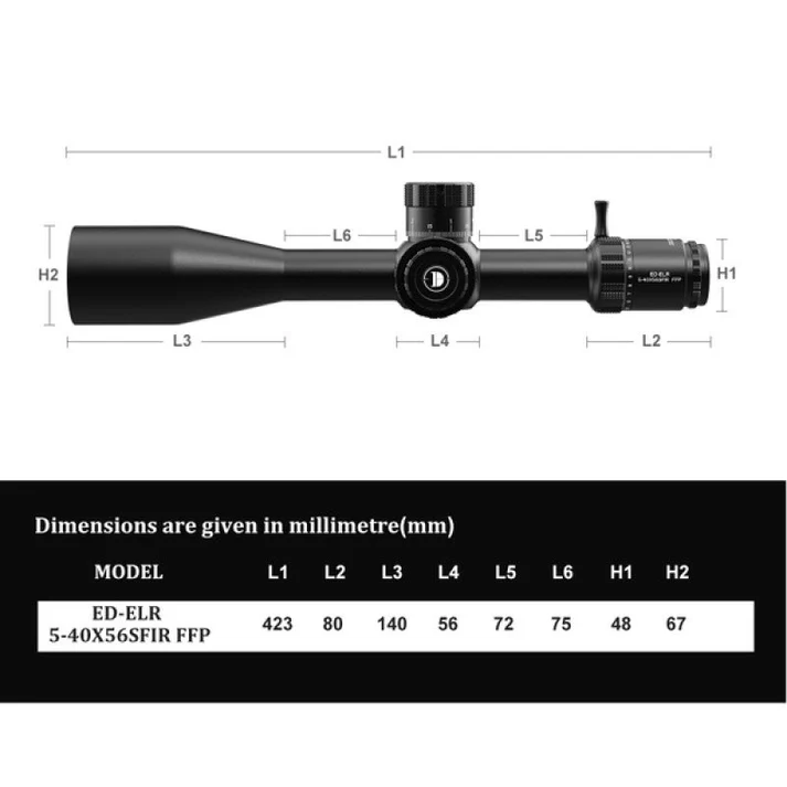 Zielfernrohr DiscoveryOptical ED-ELR GEN2 5-40x56SFIR FFP MRAD + Montage, Bild 6 von 9