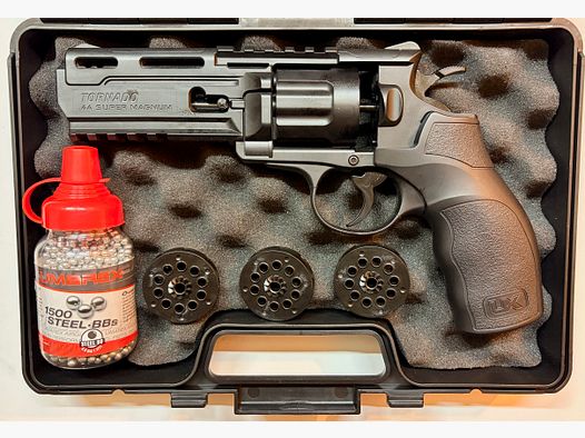 UX Tornado CO2-Revolver Set, Kal. 4,5mm BB (inkl. 3 Magazine & BBs)