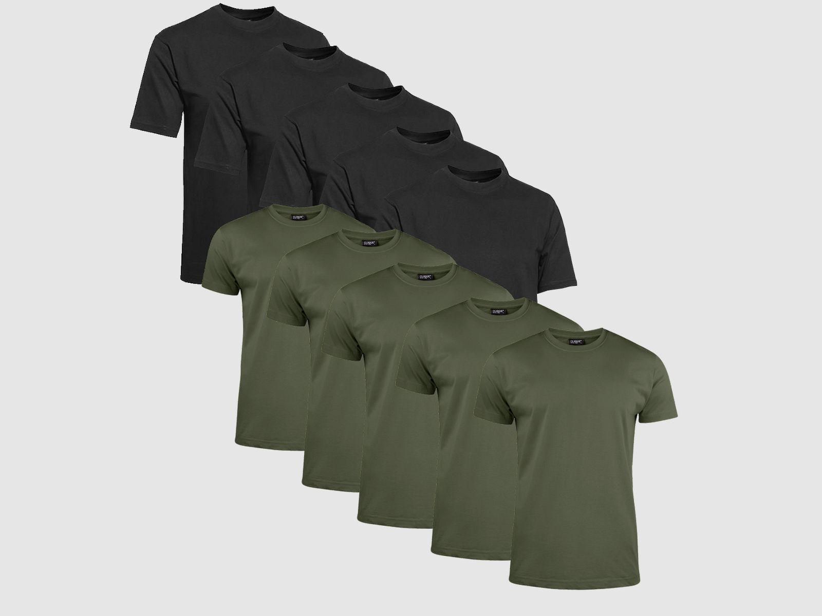Clique T-Shirt Mężczyźni 10-pack Czarny/Zielony Militarny