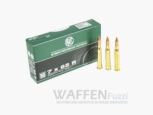 Hunting cartridges RWS caliber 7x65R pointed tip 162grs