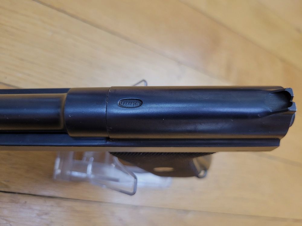 Martial und sehr seltener Pistol Le Français Typ Armee des ersten Typs – Weniger als 600 produzierte Waffen – Kal. 9 Browning Long – Art Déco Perle – Bemerkenswerte Ausführungen – Originale, steife Brünierung – Perfekte Griffschalen – Spiegelkanal – Sehr angenehmer Abzug – Ein echtes französisches Parabellum – Museumszustand!, Bild 14 von 26