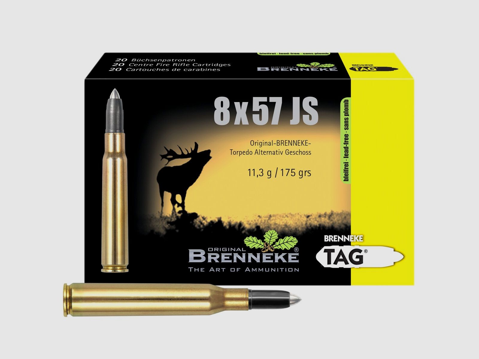 Brenneke 8×57 IS TAG bleifrei 11,3g/175grs. – 20 Stk.